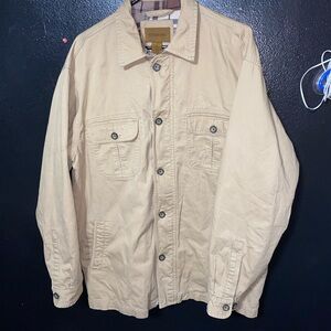 John's Bay men's tan cotton flannel-lined chore coat